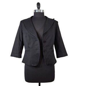 Gilani Womens Tailored Fitted Cropped ¾ Sleeve 3-Button Blazer Suit Jacket Sz 12